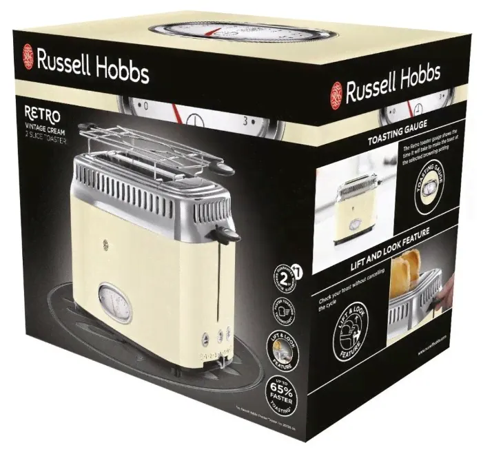 Тостер Russell Hobbs 21682-56 Retro, бежевый-2